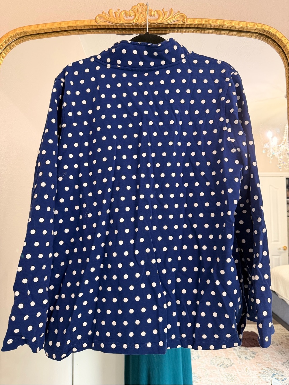Quacker Factory Navy and White Polka Dot Top - Picture 5 of 5